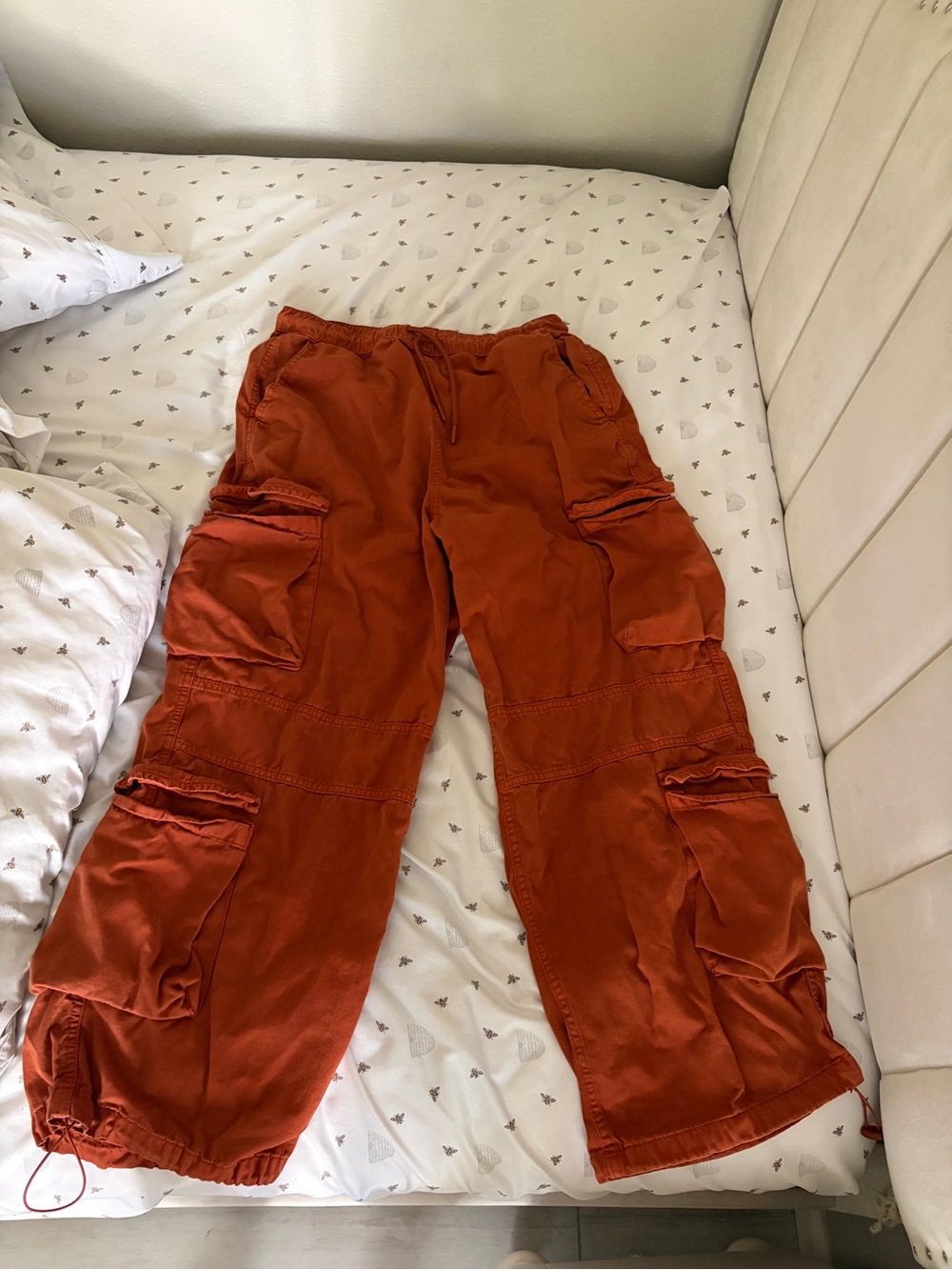 BoohooMAN Rust Orange Elastic Waist Pants